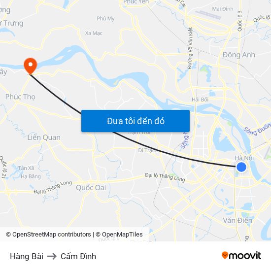 Hàng Bài to Cẩm Đình map