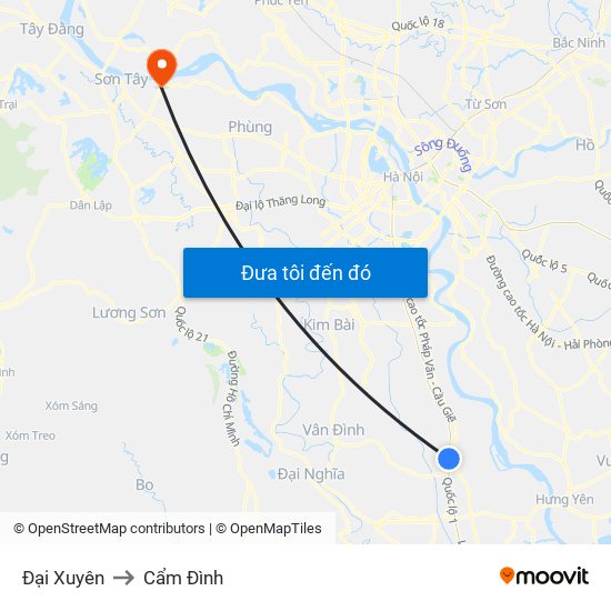 Đại Xuyên to Cẩm Đình map