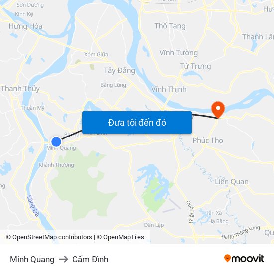 Minh Quang to Cẩm Đình map