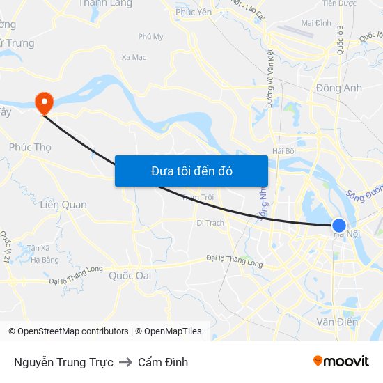 Nguyễn Trung Trực to Cẩm Đình map