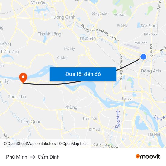 Phú Minh to Cẩm Đình map