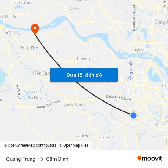 Quang Trung to Cẩm Đình map