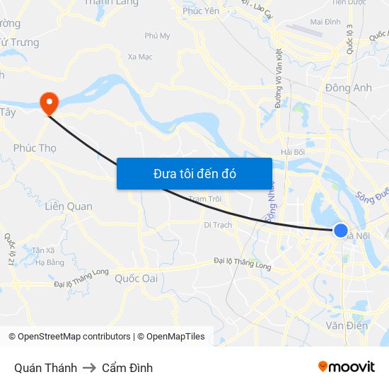 Quán Thánh to Cẩm Đình map