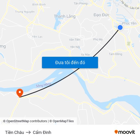 Tiền Châu to Cẩm Đình map