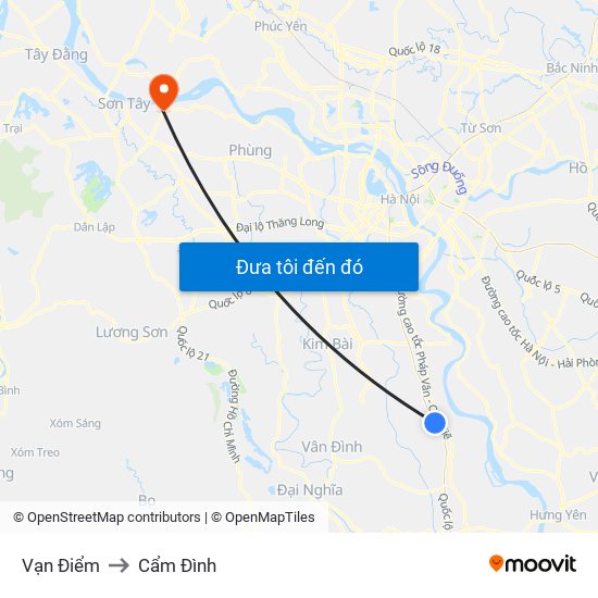 Vạn Điểm to Cẩm Đình map