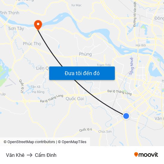 Văn Khê to Cẩm Đình map