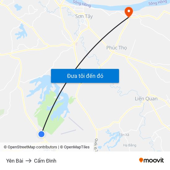 Yên Bài to Cẩm Đình map