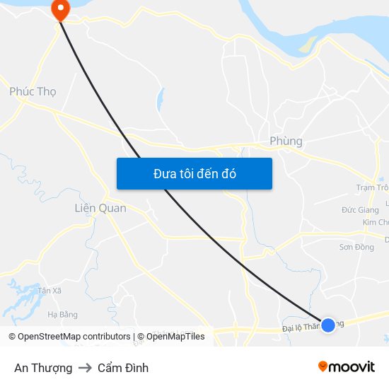 An Thượng to Cẩm Đình map
