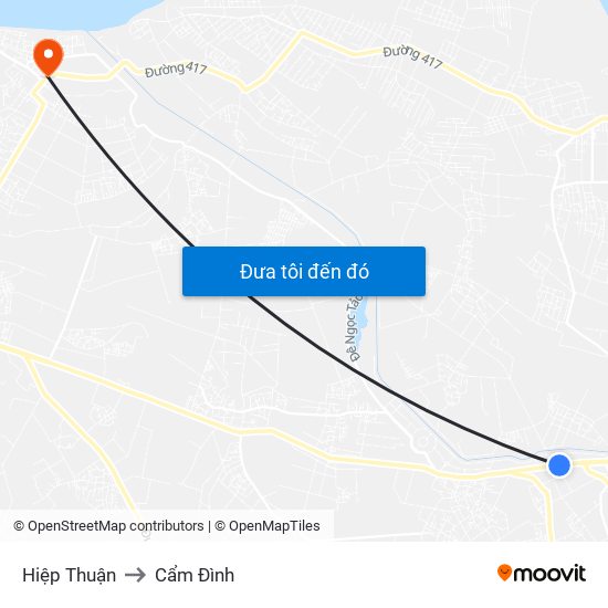 Hiệp Thuận to Cẩm Đình map