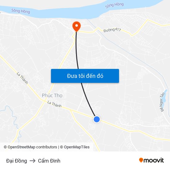 Đại Đồng to Cẩm Đình map