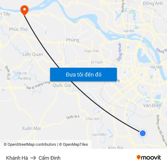 Khánh Hà to Cẩm Đình map