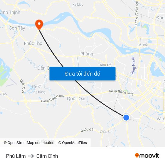 Phú Lãm to Cẩm Đình map