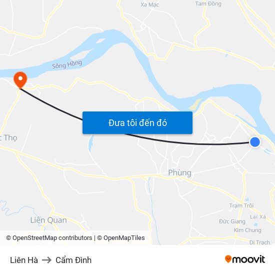 Liên Hà to Cẩm Đình map