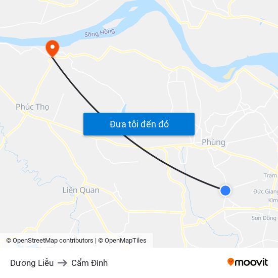 Dương Liễu to Cẩm Đình map