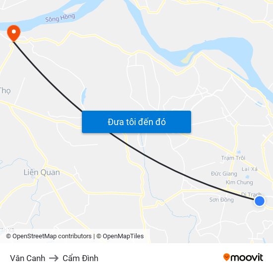 Vân Canh to Cẩm Đình map