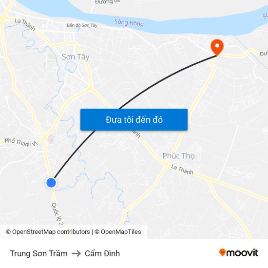 Trung Sơn Trầm to Cẩm Đình map