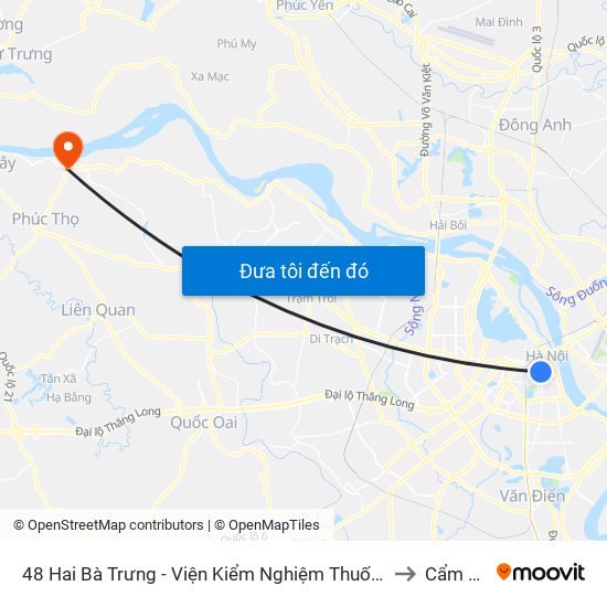 48 Hai Bà Trưng - Viện Kiểm Nghiệm Thuốc Trung Ương to Cẩm Đình map