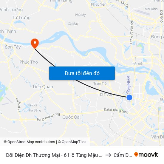 Đối Diện Đh Thương Mại - 6 Hồ Tùng Mậu (Cột Sau) to Cẩm Đình map