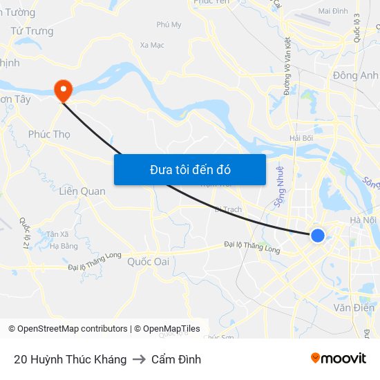 20 Huỳnh Thúc Kháng to Cẩm Đình map