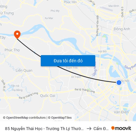 85 Nguyễn Thái Học - Trường Th Lý Thường Kiệt to Cẩm Đình map