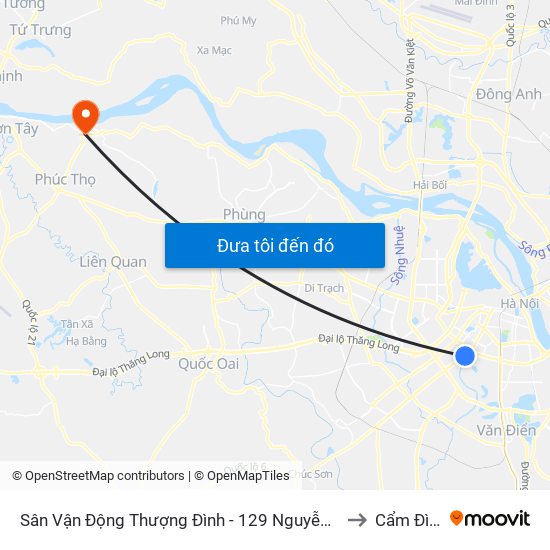Sân Vận Động Thượng Đình - 129 Nguyễn Trãi to Cẩm Đình map