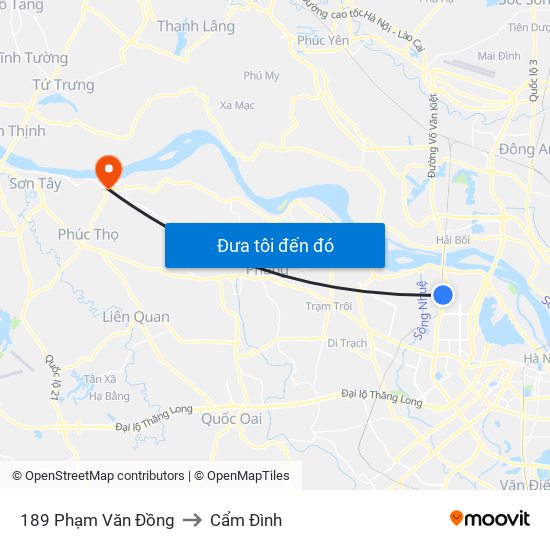189 Phạm Văn Đồng to Cẩm Đình map