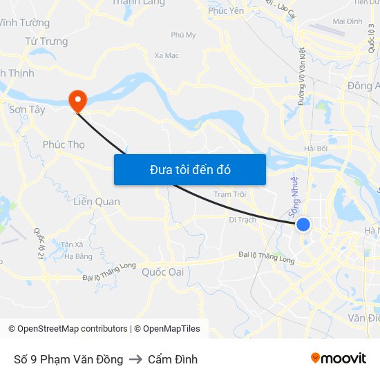 Trường Phổ Thông Hermam Gmeiner - Phạm Văn Đồng to Cẩm Đình map