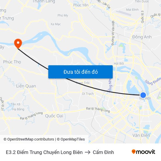 E3.2 Điểm Trung Chuyển Long Biên to Cẩm Đình map