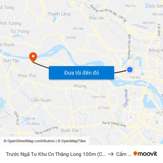 Trước Ngã Tư Khu Cn Thăng Long 100m (Chiều Nội Bài - Hà Nội) to Cẩm Đình map