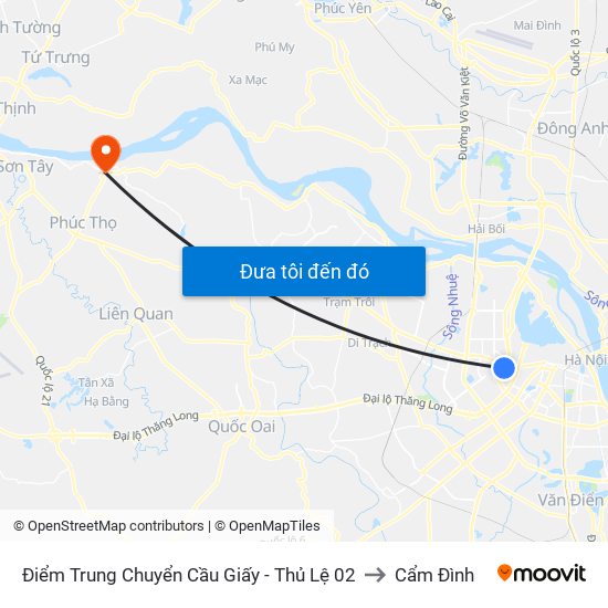 Điểm Trung Chuyển Cầu Giấy - Thủ Lệ 02 to Cẩm Đình map