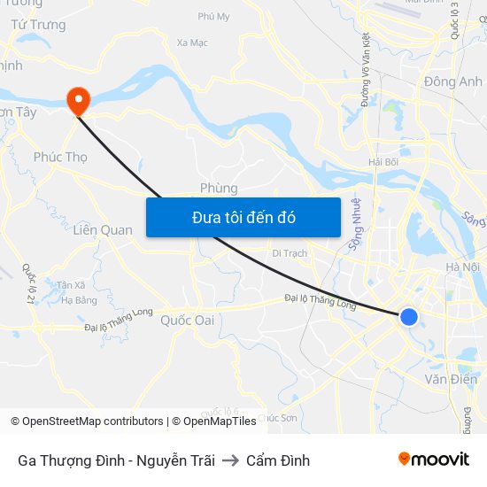 Ga Thượng Đình - Nguyễn Trãi to Cẩm Đình map