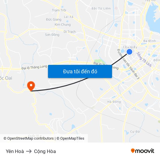 Yên Hoà to Cộng Hòa map