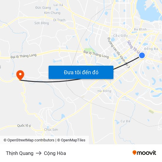 Thịnh Quang to Cộng Hòa map