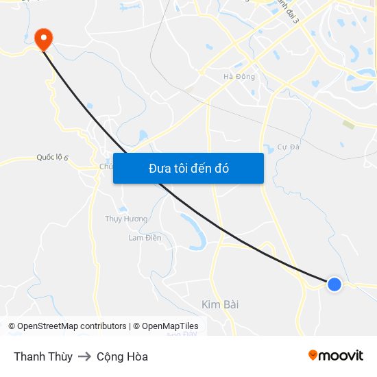 Thanh Thùy to Cộng Hòa map