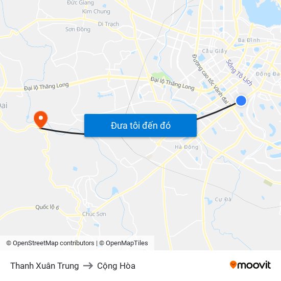 Thanh Xuân Trung to Cộng Hòa map