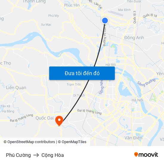 Phú Cường to Cộng Hòa map