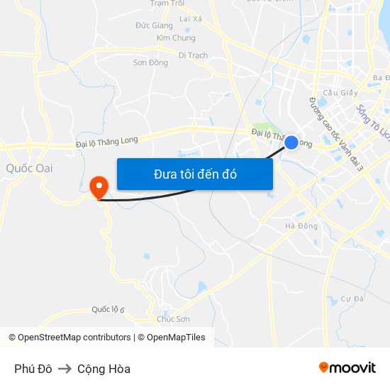 Phú Đô to Cộng Hòa map