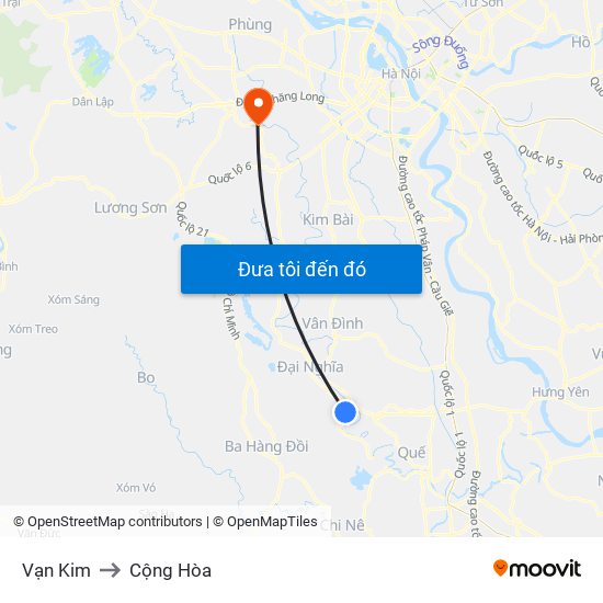 Vạn Kim to Cộng Hòa map