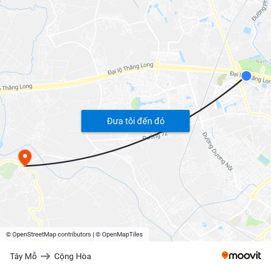 Tây Mỗ to Cộng Hòa map