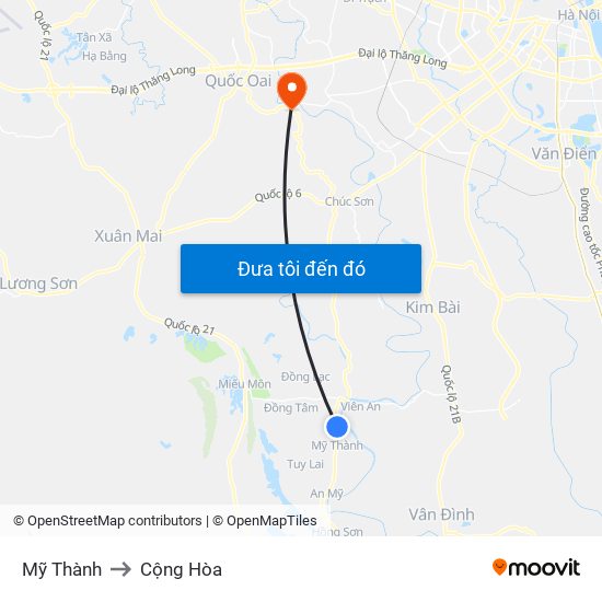 Mỹ Thành to Cộng Hòa map