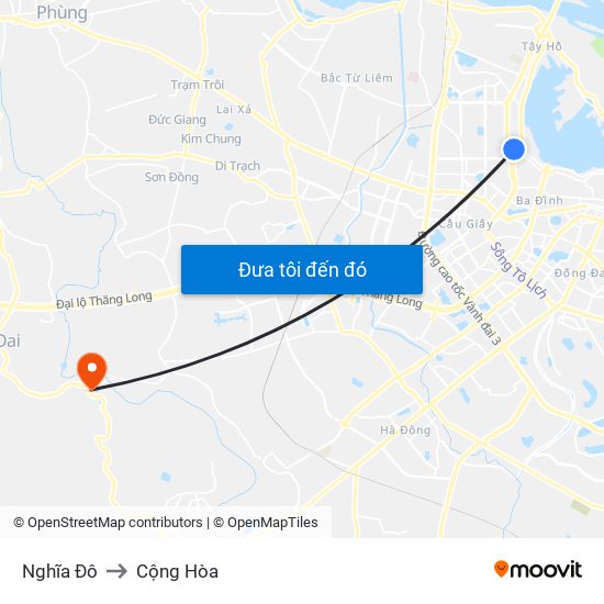 Nghĩa Đô to Cộng Hòa map