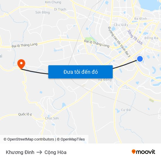 Khương Đình to Cộng Hòa map