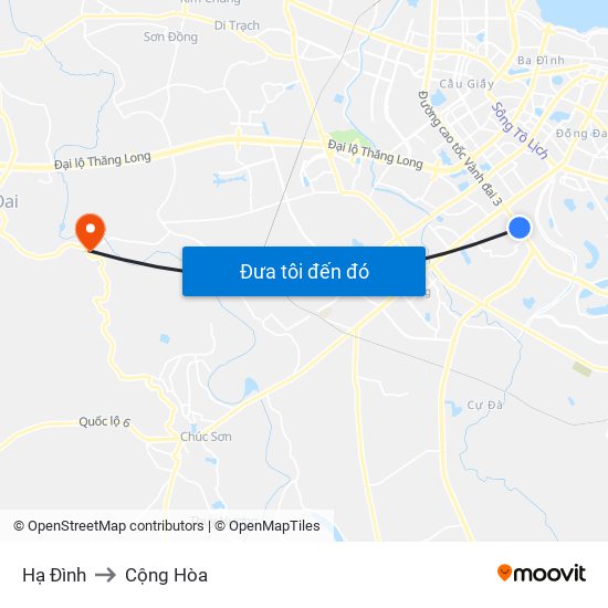 Hạ Đình to Cộng Hòa map