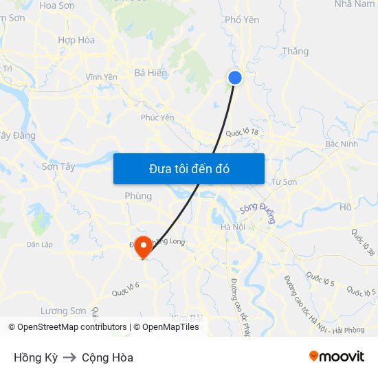 Hồng Kỳ to Cộng Hòa map