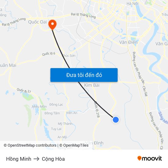 Hồng Minh to Cộng Hòa map