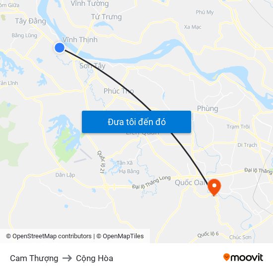 Cam Thượng to Cộng Hòa map