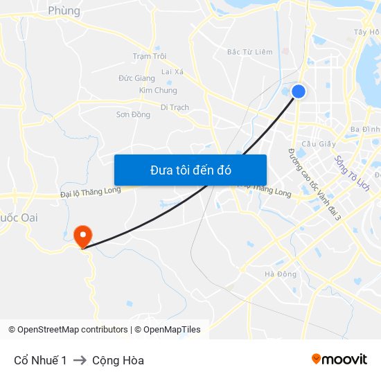 Cổ Nhuế 1 to Cộng Hòa map