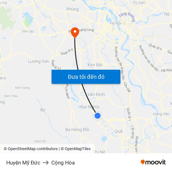 Huyện Mỹ Đức to Cộng Hòa map