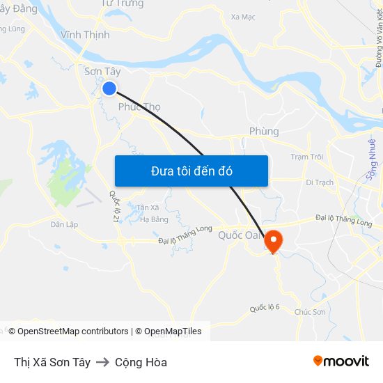 Thị Xã Sơn Tây to Cộng Hòa map