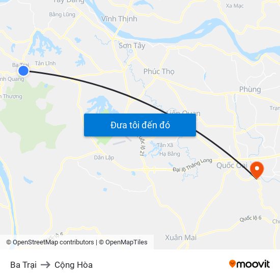 Ba Trại to Cộng Hòa map